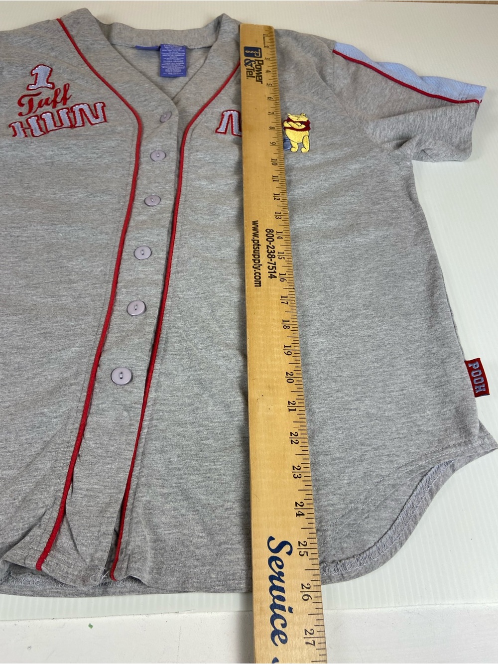 Disney Winnie the Pooh Y2K Baseball Jersey Shirt Gray XL Tuff Hunny NY - Picture 6 of 8